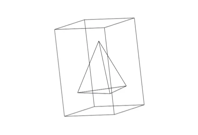 Tétraèdre dans cube blanc, image 1