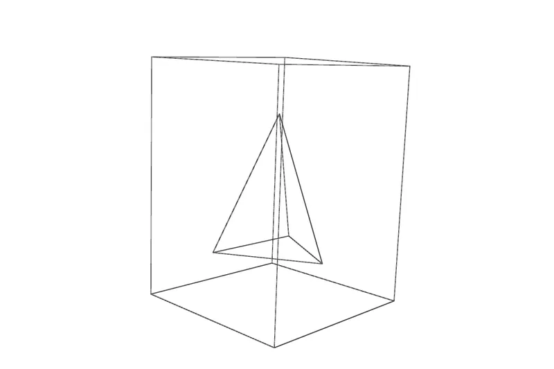 Tétraèdre dans cube blanc