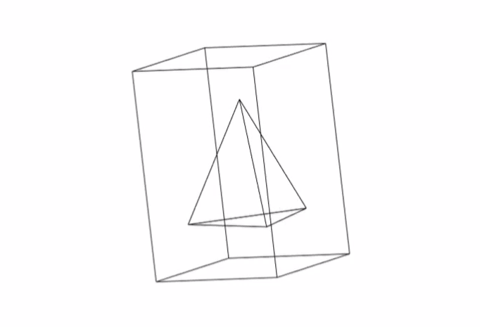Tétraèdre dans cube blanc